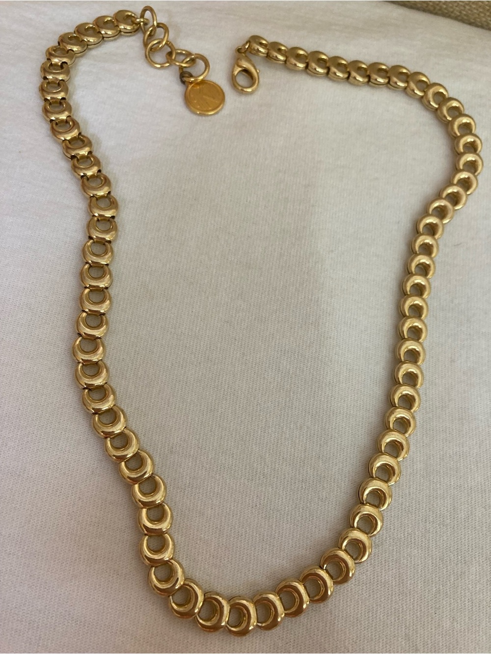 Anne Klein Signed Vintage Fancy Link Status Necklace Gold Tone